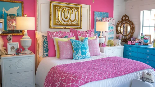 Colorful Bedroom with Pink Accents