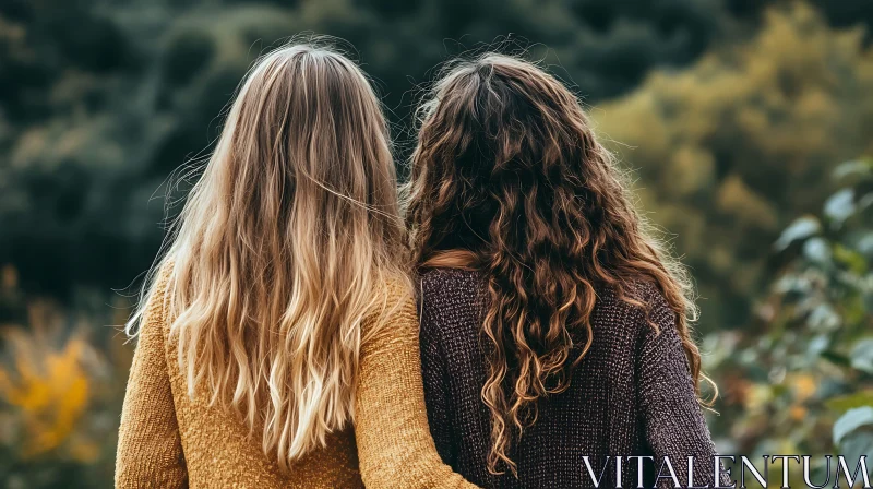 Blonde and Brunette: A Bond of Friendship AI Image