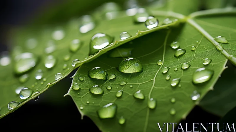 Eco-Friendly Craftsmanship: Water Drops on Leaf AI Image