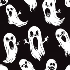 Cartoon Ghosts Seamless Halloween Pattern