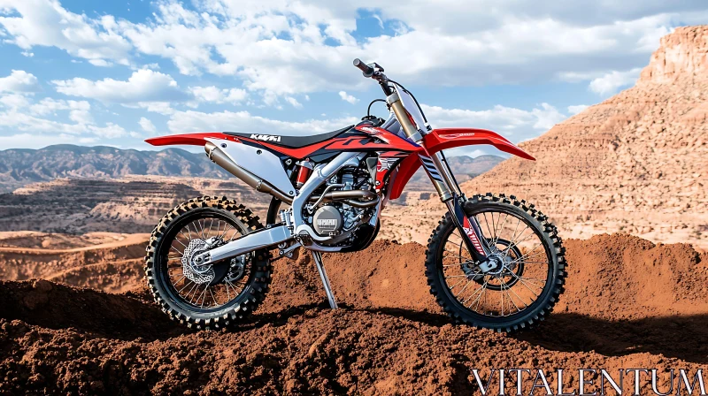 Off-Road Motorcycle in Mountain Landscape AI Image