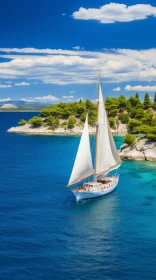Tranquil Sail Boat in Blue Waters | Romantic Landscapes