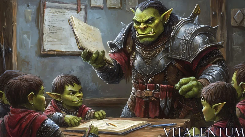 AI ART Orcs Studying in the Classroom