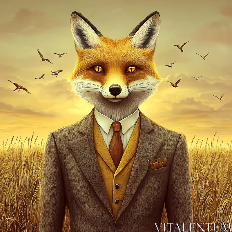 Fox Gentleman in Golden Hour AI Image