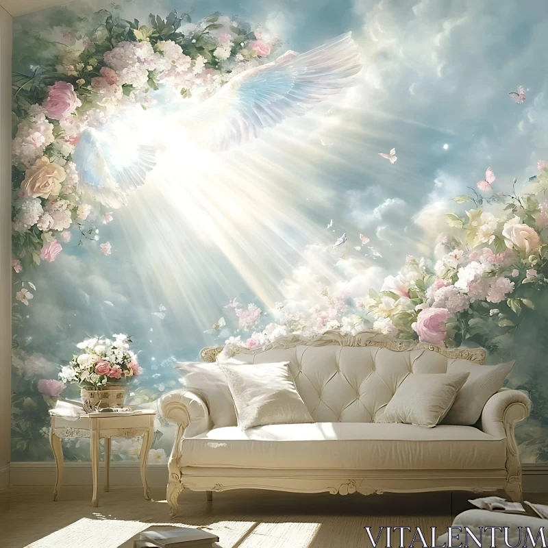 AI ART Sunlit Room with Angelic Touch