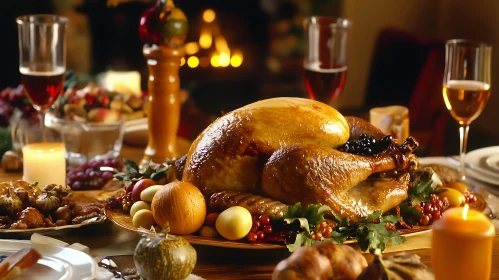 Festive Thanksgiving Dinner with Roasted Turkey