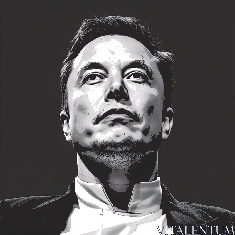 AI ART Elon Musk Black and White Portrait