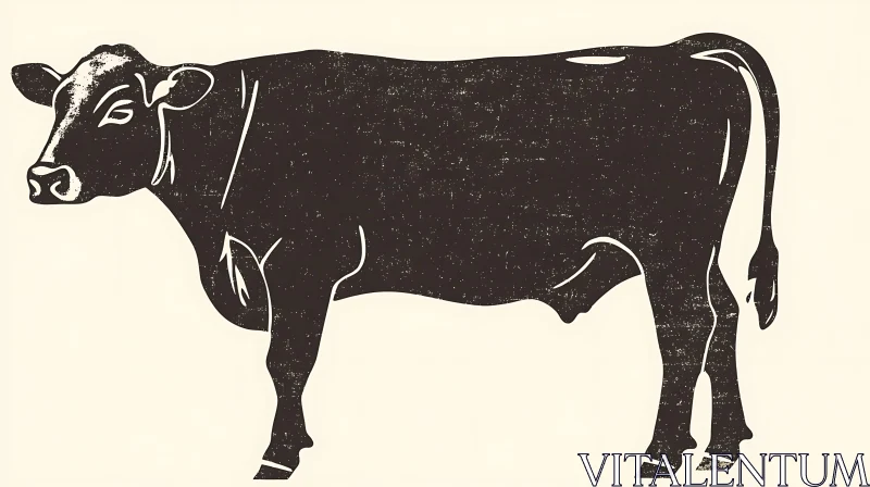 Stylized Cow Profile, Black and White Artwork AI Image