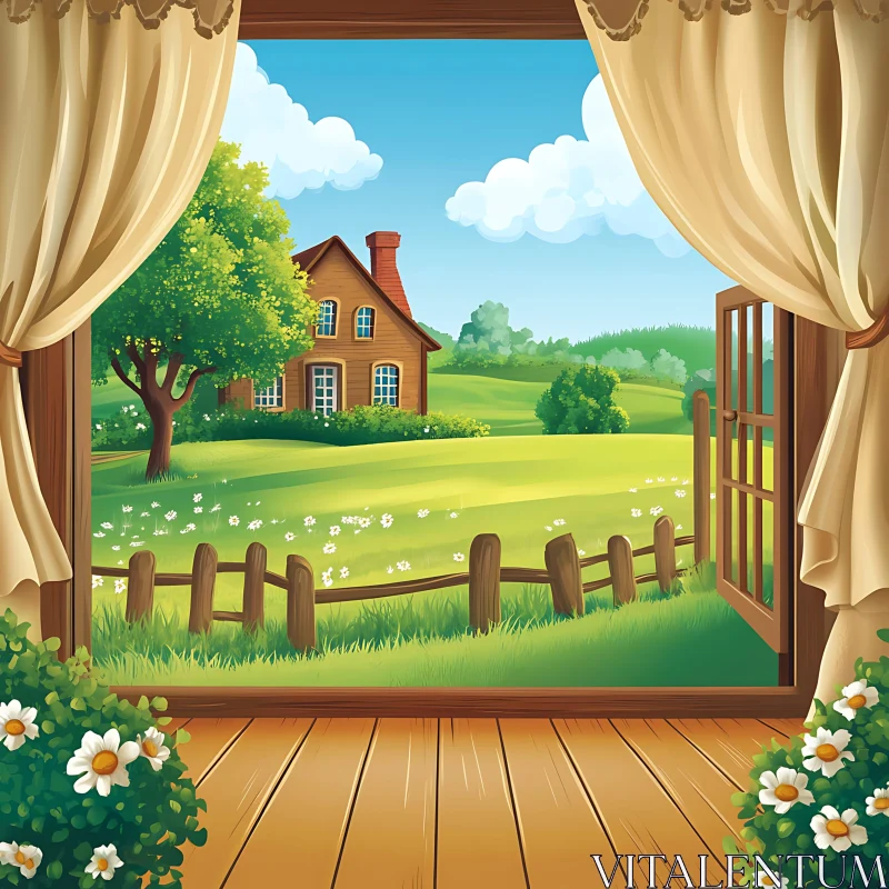 Scenic View of House from Window AI Image