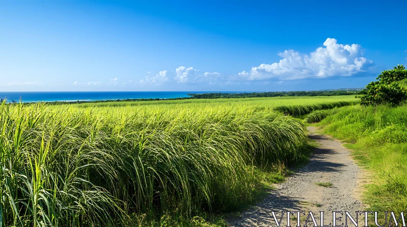 Coastal Field Path AI Image