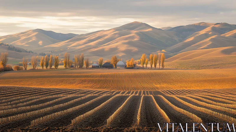 AI ART Rolling Hills and Golden Fields Scenery