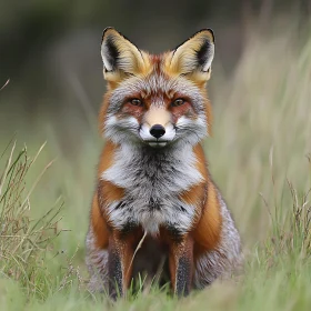 Fox Sitting in Grass