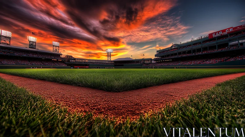 AI ART Baseball Field at Sunset