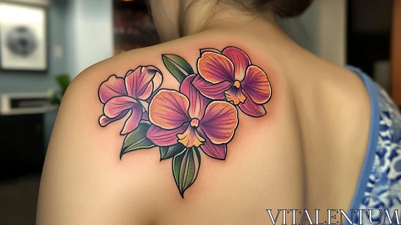 Colorful Orchid Tattoo Design AI Image