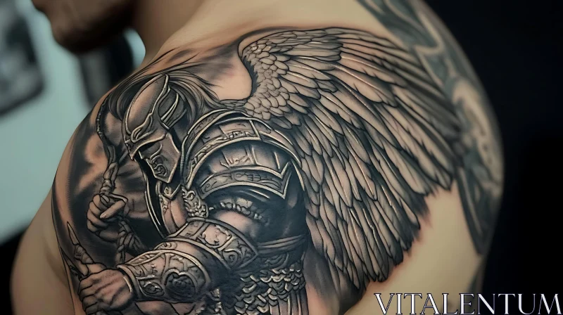 Intricate Warrior Armor Tattoo AI Image