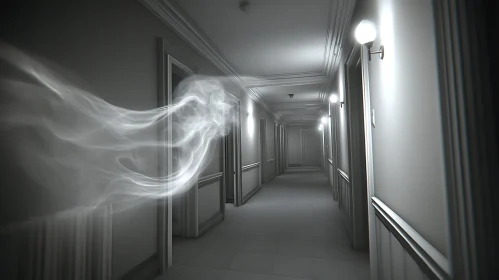 Ghostly Figure in a Long Hallway