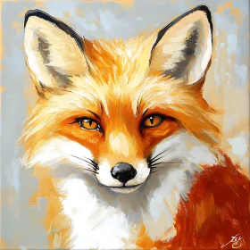 Orange Fox Face Close-up Art