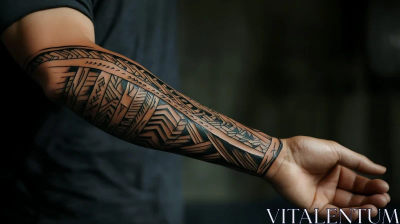 Geometric Tribal Arm Tattoo Design AI Image