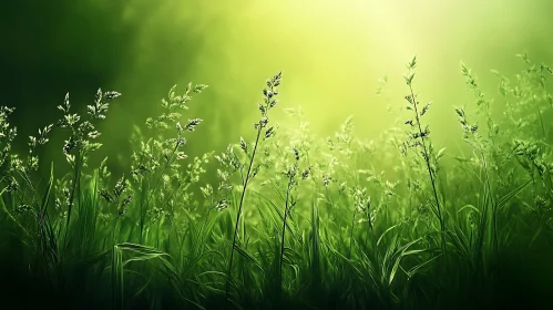 Lush Green Field in Soft Light