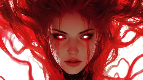 Scarlet Woman: Portrait with Glowing Eyes