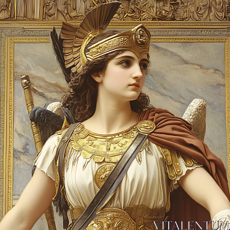 Golden Athena: A Portrait of the Goddess AI Image