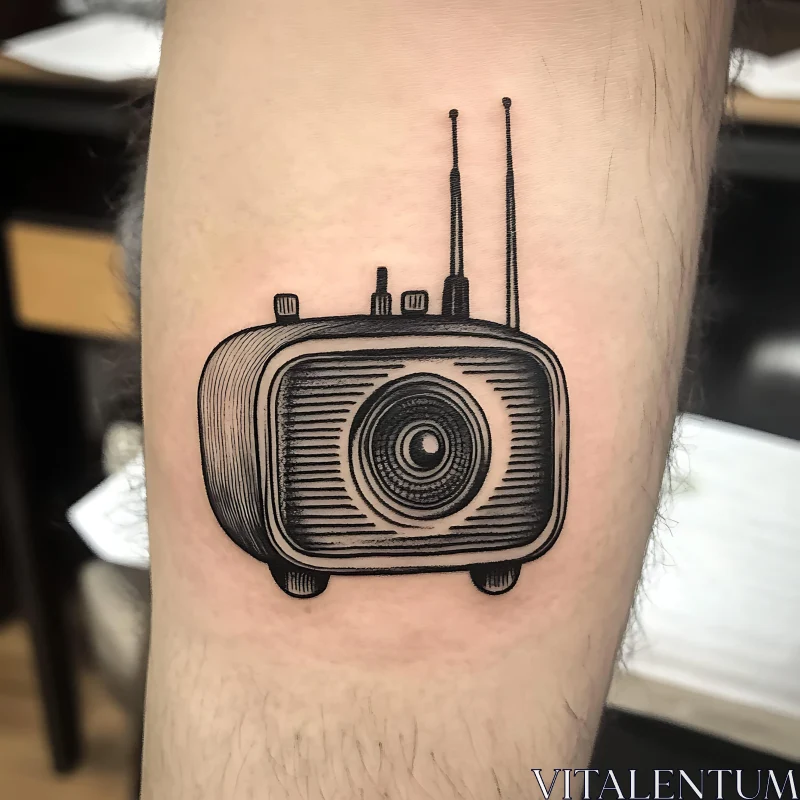 Vintage Radio Tattoo Art AI Image