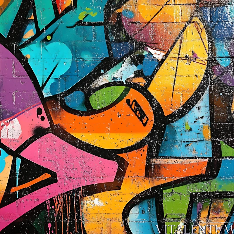 Urban Abstract: Graffiti on Brick AI Image