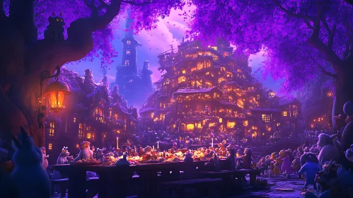 Violet Night Feast in Fantasy Village