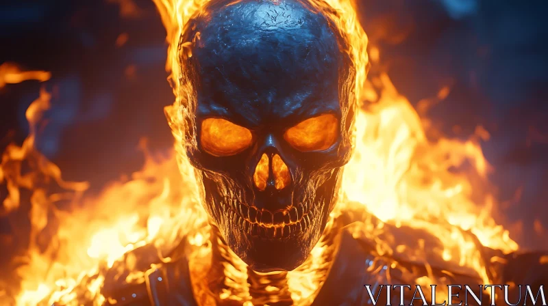 Flaming Skull of the Underworld AI Image