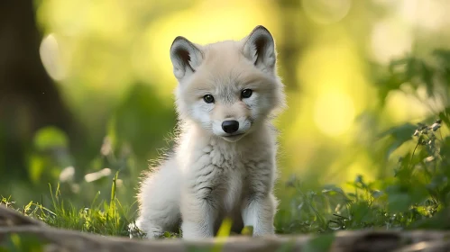 Young Wolf in Grassy Meadow