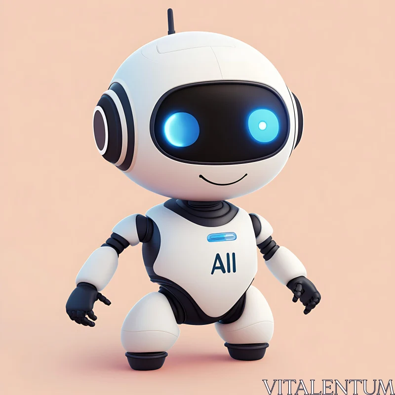 Cartoon Robot with Glowing Eyes AI Image