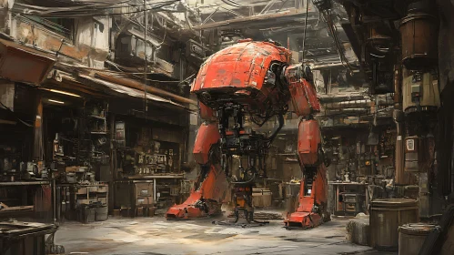 Mech in Cluttered Workshop