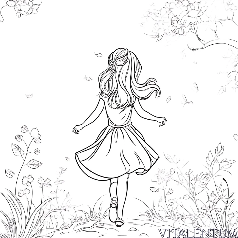 AI ART Girl Walking in Nature Artwork