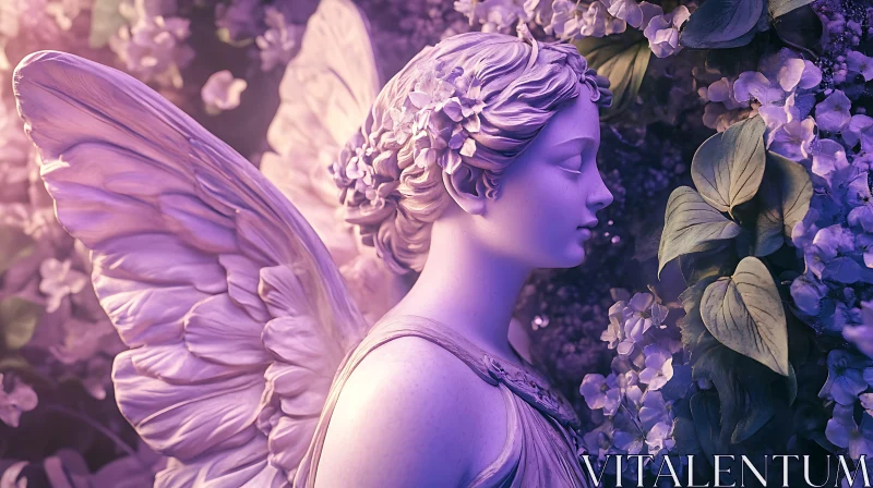 AI ART Floral Angel Sculpture: Serene and Elegant