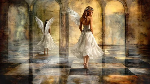 Angels in an Arched Hallway