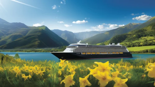Captivating Scenic Scene: A Large Boat in Dark Black and Yellow