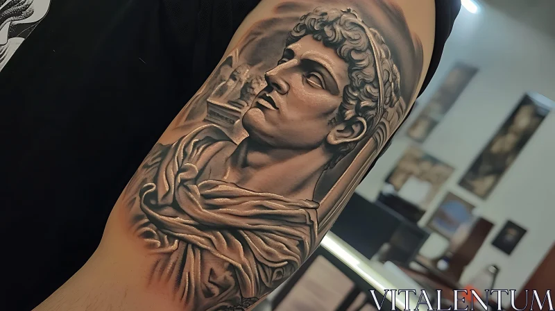 Realistic Black and Grey Portrait Tattoo AI Image