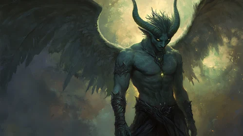 Artistic Depiction of Horned Winged Demon