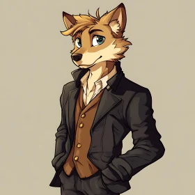 Elegant Anthropomorphic Fox Illustration