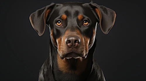 Detailed Rottweiler Puppy Portrait Against Dark Background