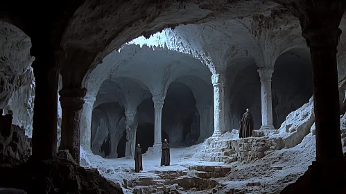 Monastery's Stone Hall with Figures
