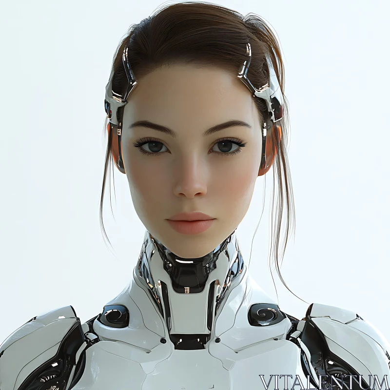 Futuristic Cyborg Female Portrait AI Image