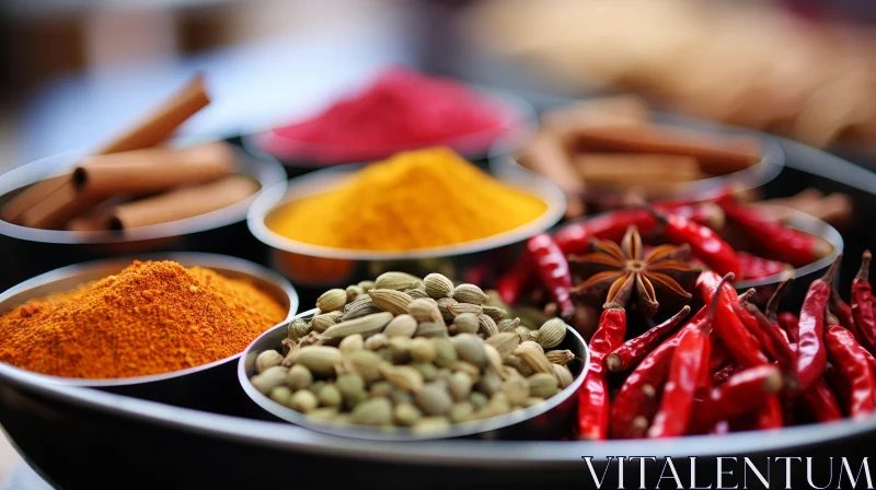 Exquisite Display of Worldly Spices in Soft Focus AI Image
