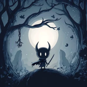 Stylized Character Under Moonlight