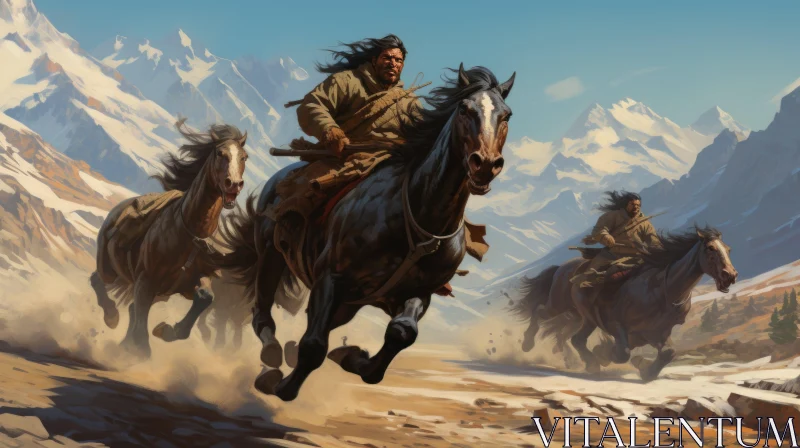 Historical Reimagining of Native Americans on Horseback AI Image