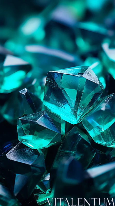 Luxurious Geometry: A Close-Up on Teal Crystals AI Image