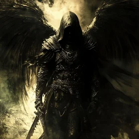 Hooded Winged Warrior in Shadow