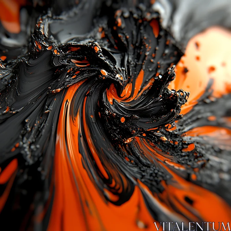 Fluid Motion in Black and Orange AI Image