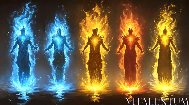 AI ART Mystical Fire Figures