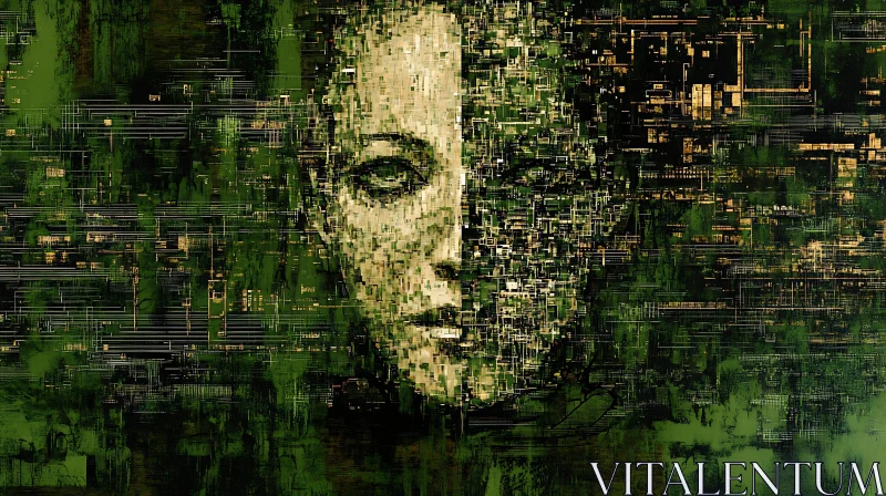 Digital Art of a Human Face with Circuit Design AI Image